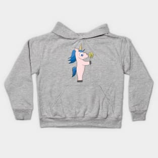 Unicorn offering a flower Kids Hoodie